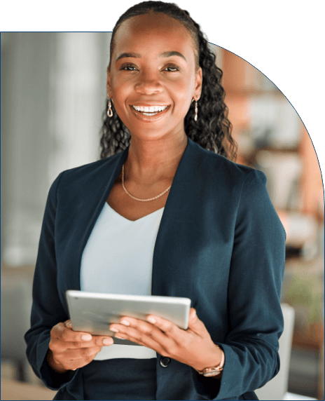 Woman holding ipad